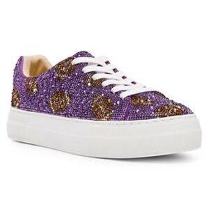 Brand new Betsey Johnson Purple rhinestone football Platform Sneaker 9